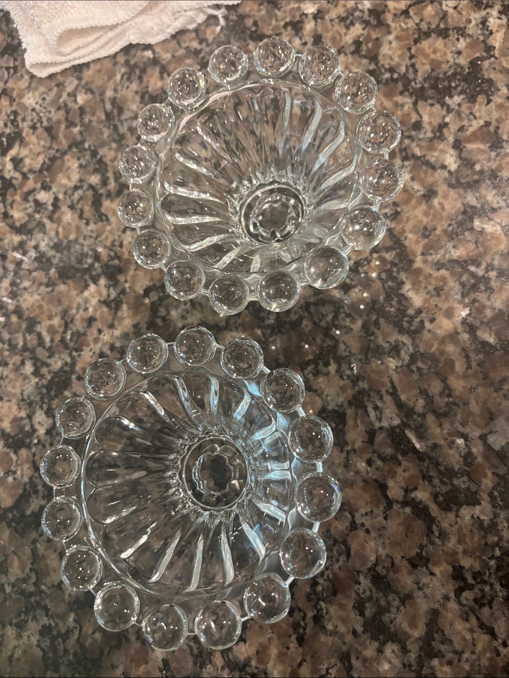 Clear Glass Hobnail Candle Holders (Pair)